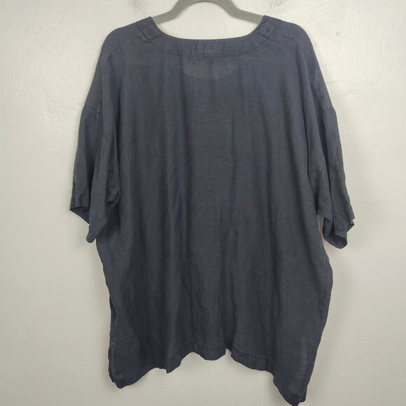 Eskandar Linen Tunic Top Womens One Size Black Oversized Relaxed Fit Lagenlook - Picture 7 of 10